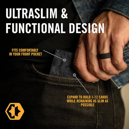 The Ridge Wallets for Men - Slim Minimalist, Front Pocket, RFID - Card Holder Wallets (Forged Carbon)