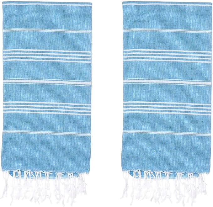 Turkish Beach Towels, Pack of 2 | Oversized, Quick Dry, Sand Free | 100% Cotton, Large 38x71 Towels for Beach, Pool, Travel | Ultra-Soft, Compact, and Absorbent | Turquoise