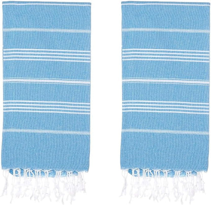 Turkish Beach Towels, Pack of 2 | Oversized, Quick Dry, Sand Free | 100% Cotton, Large 38x71 Towels for Beach, Pool, Travel | Ultra-Soft, Compact, and Absorbent | Turquoise