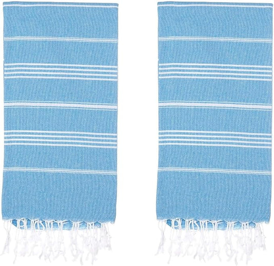 Turkish Beach Towels, Pack of 2 | Oversized, Quick Dry, Sand Free | 100% Cotton, Large 38x71 Towels for Beach, Pool, Travel | Ultra-Soft, Compact, and Absorbent | Turquoise