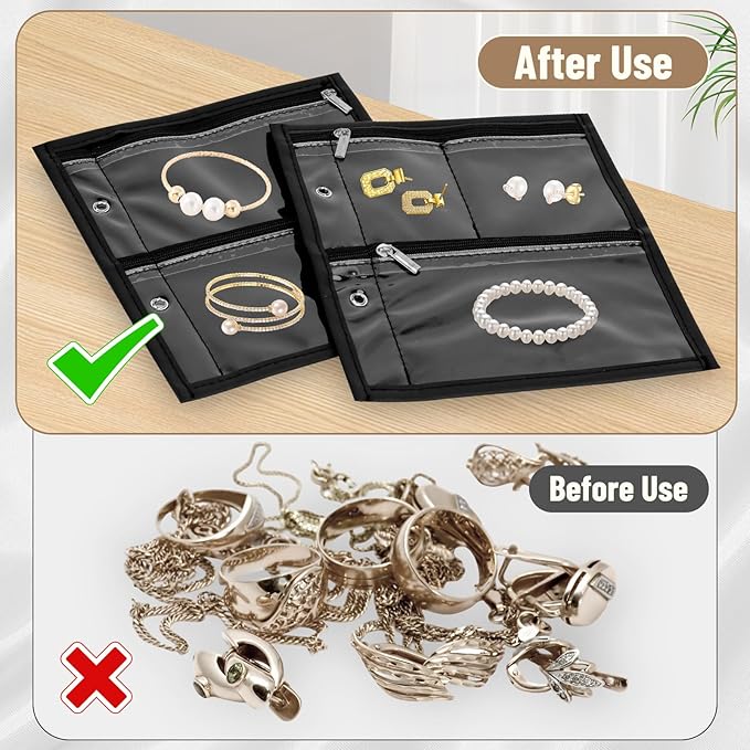 Yotako Travel Jewelry Organizer Case-Jewelry Storage Book Binder with Clear Zipper Velvet Pouch for Travel Home, Jewelry Bags for Earrings, Rings, Necklace, Bracelet (Inner Pages, 4 PCS)