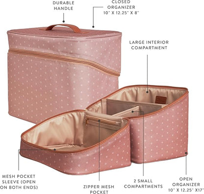 Erin Condren Large Organizer Case, Multi-Purpose Travel Case with Stylish Terracotta Asterisk Design, Removable Dividers and Sturdy Vegan Leather Handle, Carry Toiletries, Makeup, Jewelry and More