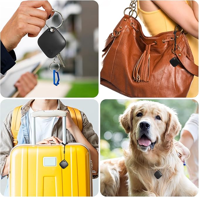 AURTEC Smart Air Tracker for Pets, Vehicles, Keys & Luggage - Compatible with Apple Find My App (iOS Only), Real-Time Global Location Tracking, Long Battery Life, Geo-Fencing,4 Pack