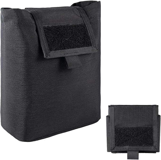 MOLLE Dump Pouch Roll Up Magazines Recovery Utility Admin Bag Drawstring Foldable Tool Mag Drop Waist Pack for Tactical/Range/Battle/Duty Belt Hunting Shooting Competition