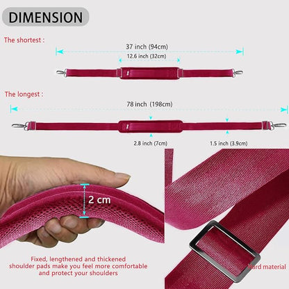 ZINZ Shoulder Strap 78" Universal Handbag Strap with Ultra-thick Fixed Padded and Dual Balanced Adjustable Buckles Shoulder Crossbody Strap for Briefcase Messenger Bag Laptop bag Luggage，Red