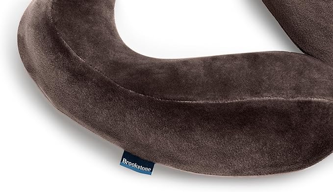Brookstone Neck Travel Pillow - Lightweight Contoured Memory Foam Stuffable Travel Neck Pillow for Sleeping, Car, & Airplane, Size One Size, Velvet Brown