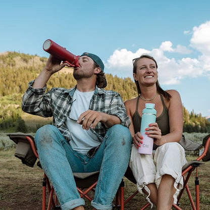 OISIZ Insulated Water Bottle 24 oz with 2 in 1 Spout and Straw Lid,One Click Safety Lock,100% Leakproof,Keep Cold 24H,Vacuum Stainless Steel Water Bottle for School,Travel and Sports,Dishwasher Safe