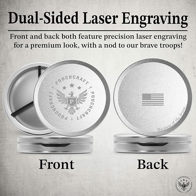 Metal Pouch Can | Metal Container | Slim EDC Pocket Tin | Airtight & Moisture-Resistant | Compact Daily Organizer | Pill Case & Travel Tin | Father’s Day Gift for Dad | (Insignia Ed, Silver, Tall)