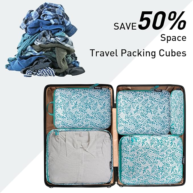 Bagail Ultralight Compression Cubes 7 Set - 3 Packing Cubes, 3 Organizers, and 1 Shoe Bag