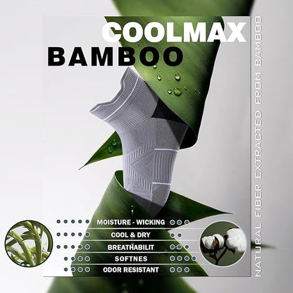 BRISIRA Bamboo Viscose Compression High Ankle Socks Men Women Cushioned Anti Blister HIking Golf Arch Support Running Socks