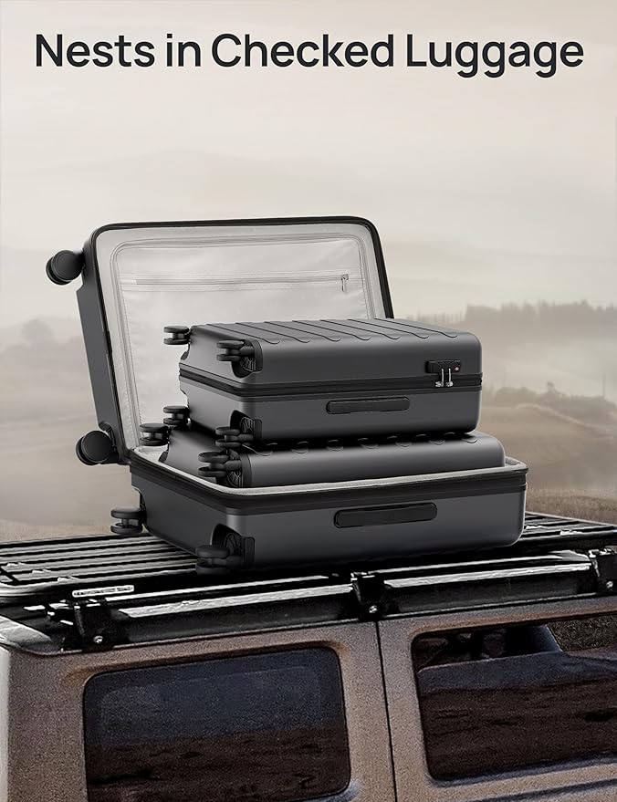 NINETYGO Carry On Luggage 22x14x9 Airline Approved, 20 Inch Luggage with Smooth Spinner Wheels, Expandable, Hard Shell PC Suitcase, Lightweight Travel Luggage, TSA Approved (Black, Rhine Max)