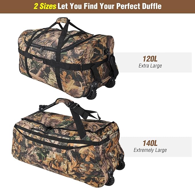 REDCAMP 85L/120L/140L Foldable Duffle Bag with Wheels, Large Travel Duffel Bag