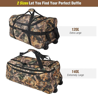 REDCAMP 85L/120L/140L Foldable Duffle Bag with Wheels, Large Travel Duffel Bag