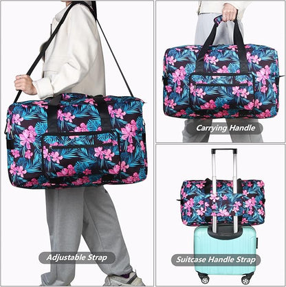 F.FETIVIN Weekender Bag Carry On Travel Duffle Medium Overnight Bag for Women(Flower2)