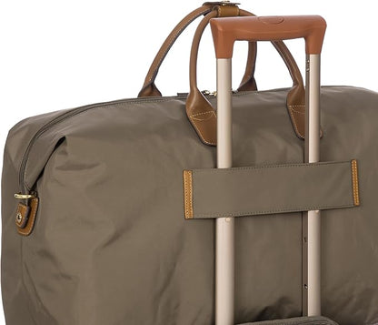 Bric's X-Travel Deluxe Duffle for Men and Women - Lightweight Overnight Carry On Travel Luggage with Tuscan Leather Trim and Sleeve Attachment - Water-Resistant Weekender or Gym-Ready Duffel