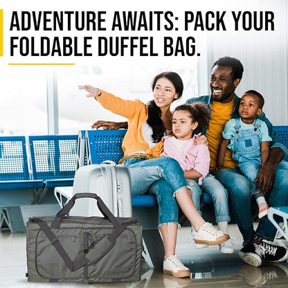 LEGEND 80L Foldable Duffle Bag for Travel - Packable Duffle Bags w/Shoe Compartment - Tear Resistant Collapsible Duffel Bags for Traveling - Lightweight Folding Duffel Bag for Men & Women -Army Green