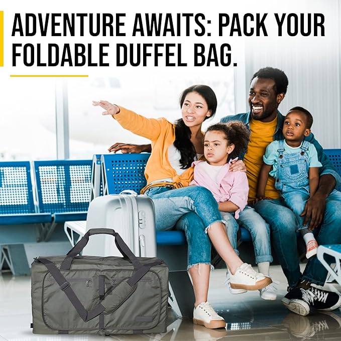 LEGEND 40L Foldable Duffle Bag for Travel - Packable Duffle Bags w/Shoe Compartment - Tear Resistant Collapsible Duffel Bags for Traveling - Lightweight Folding Duffel Bag for Men & Women -Army Green
