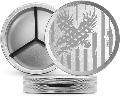 Metal Pouch Can | Metal Container | Slim EDC Pocket Tin | Airtight & Moisture-Resistant | Compact Daily Organizer | Pill Case & Travel Tin | Father’s Day Gift for Dad | (American Flag, Silver, Tall)