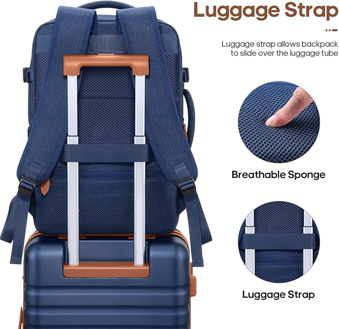 UKEIN Luggage Sets 3 Piece, Carry On Luggage 20In With Spinner Wheels,PC Hardside Suitcase Set with TSA Lock,Durable Carry On Suitcase With Travel Backpack for Men (Blue, 3 piece set (20inch))