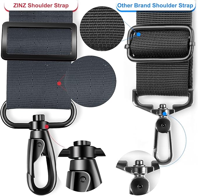ZINZ 74" Shoulder Strap with Fixed Pad and Dual Balanced Buckles，Dark Gray