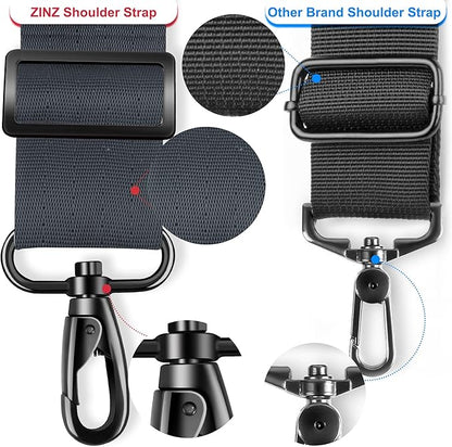 ZINZ 74" Shoulder Strap with Fixed Pad and Dual Balanced Buckles，Dark Gray