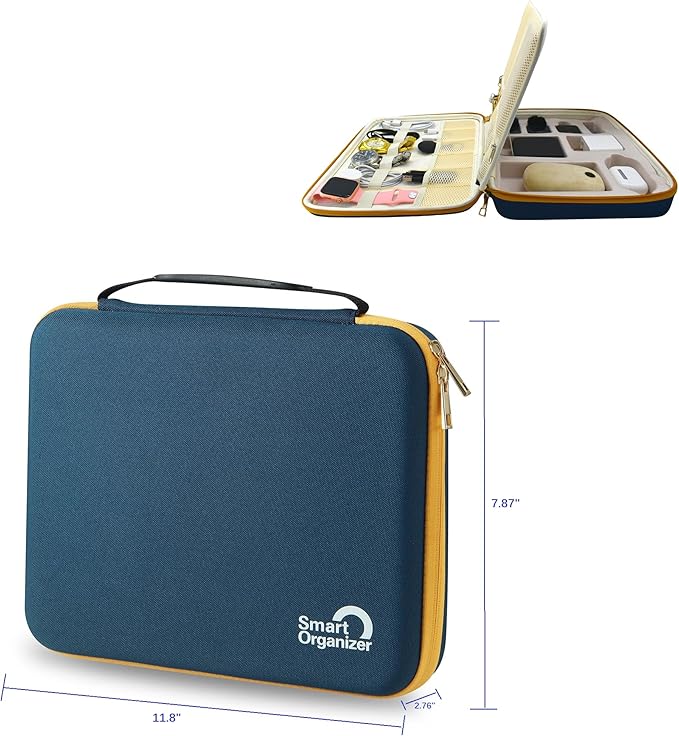 Electronics Organizer Case, Daily Tech Accessories Storage Bag for Charger, Cables, Power Bank, Lapel Mic,Watch, Passport, Travel Electronic Organizer Case for Travel Live Streaming Business Trip
