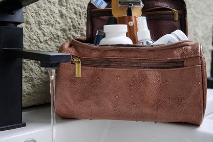 Mens Toiletry Bag with Razor Case Included – Reinforced Stitching, Padded Panels, Holds Shape Trip After Trip, Ideal for Tight Hotel Sinks with Hook, Built for Men Who Travel Hard – DARK BROWN