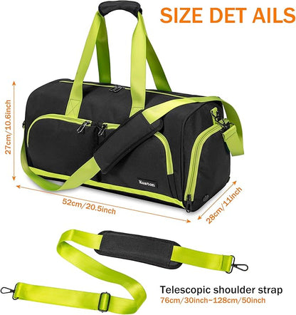 Kuston Sports Gym Bag with Shoes Compartment &Wet Pocket Gym Duffel Bag Overnight Bag for Men and Women
