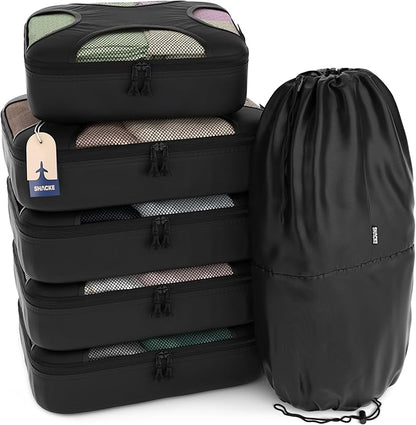 Shacke 6 Set Packing Cubes for Travel - Compression Packing Bags/Travel Organizer - Luggage Organizer Bags for Traveling - Travel Essentials for Women - Cruise Must Haves Packing List