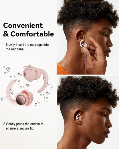 Ear Plugs for Sleeping - Noise Reduction Soft Silicone Earplugs, 2 Pairs Reusable Hearing Protection Earplugs for Noise Sensitivity, Sleep,Snore,Travel,Sound Reduction Noise Cancelling - (Light Pink)