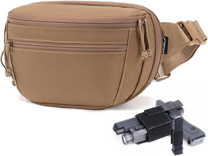 SHANGRI-LA Tactical Concealed Carry Fanny Pack for Men and Women, Low-Profile CCW Waist Bag, with Pistol Holster and Mag Holder, Multi-Use for Hiking, Travel, EDC