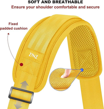 ZINZ 74" Shoulder Strap with Fixed Pad and Dual Balanced Buckles，Yellow