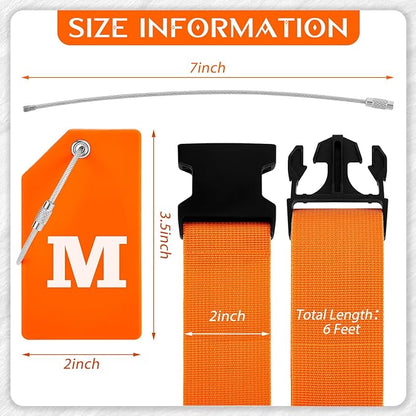 Weewooday 8 Pcs Luggage Straps Suitcase Tags Set for TSA Approved, 4 Travel Adjustable Suitcase Belt, 4 Silicone Luggage Tags with Name ID Card Travel Accessories(Light Orange,M)