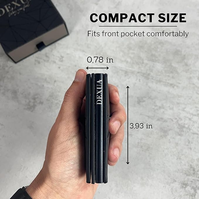 Mens Wallet, Premium Leather Slim Wallet, RFID Blocking Pop-Up Card Holder, Extra Credit Card Slots, Cash Slot, Magnetic Closure, Christmas Gift Ready Gift Box Included