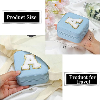 Parima Mom Gifts for Women, Travel Jewelry Case for Mother Gifts | Travel Gifts for Mother Mom from Daughters | Travel Essentials Small Jewelry Box | Jewelry Travel Organizer - Letter T, Sky Blue