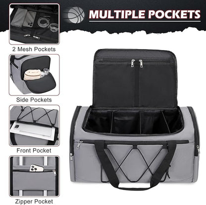 Sneaker Bag for Travel, Outdoor Sports Gym Bag Shoe Bag for 4 Pairs of Sneakers up to Size 14, Travel Duffel Bag with 3 Adjustable Dividers & Shoulder Strap, Sneakerhead Gift