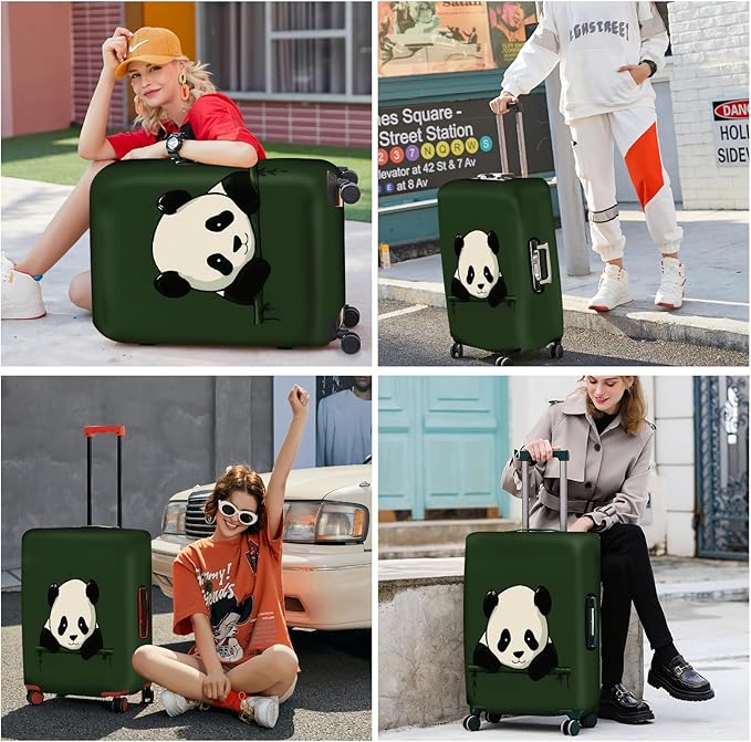 ANNA QUEEN Panda Luggage Cover, Cute Panda Design Suitcase Protector, Stretchable Washable Travel Sleeve for 28-30 Inch Luggage