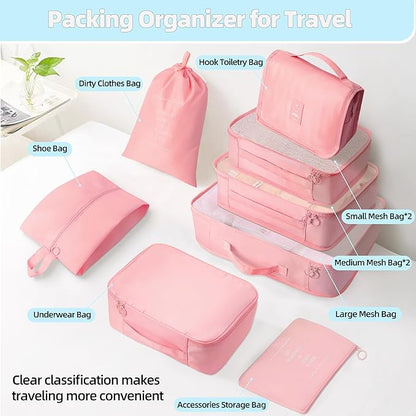 10 Pcs Set Packing Cubes - Travel Packing Organizers, Expandable Suitcase Organizer, Luggage Organizer Bags