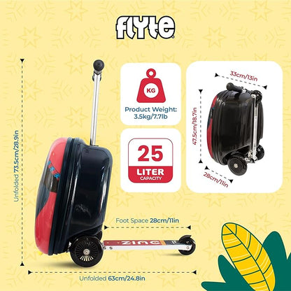 Flyte Perry The Penguin Scooter Suitcase - Rideable, Carry on Compliant 2-in-1 Children's Suitcases, 18 inch Ride on Suitcase for Kids, 25 Litre Capacity Kids' Luggage on Wheels for Children Aged 4+