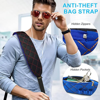 2 in 1 Anti-theft Bag Shoulder Strap with Pockets, 54 inch Travel Belt Ultra-Wide and Thick, Comfort and Stylish