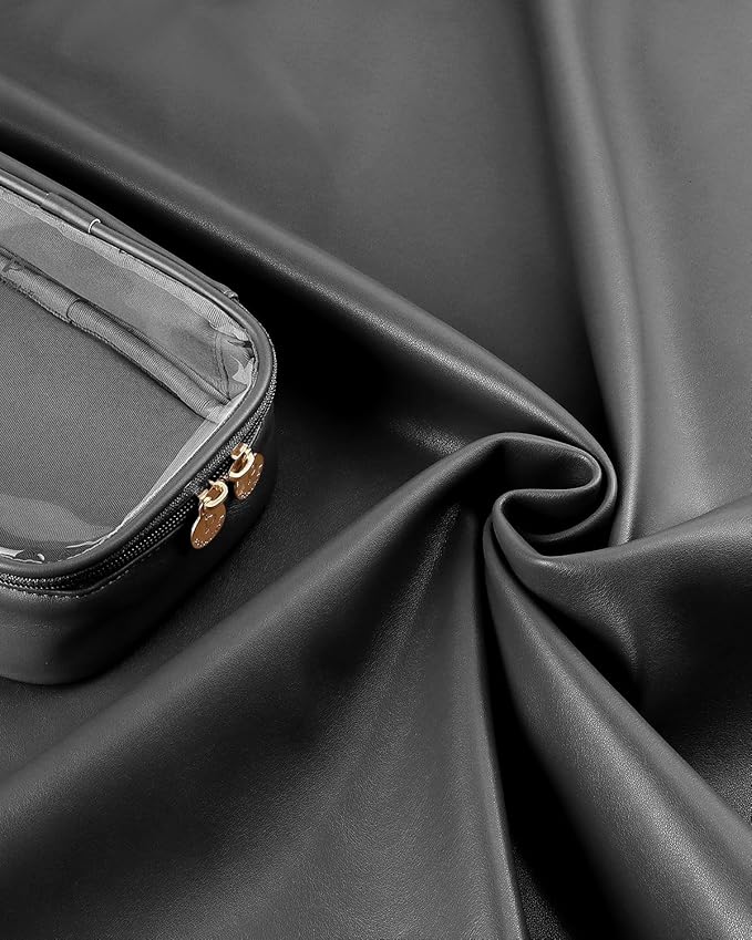 Pocmimut Small Makeup Bag,Clear Make Up Bag Organizer Carry-on Travel Essentials,TSA Approved Toiletry Bag Clear Cosmetic Bags for Women Men,Black