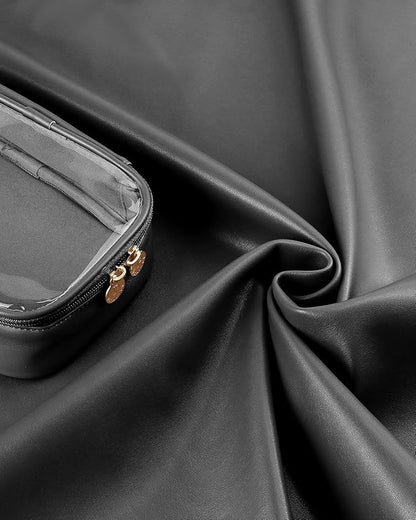 Pocmimut Small Makeup Bag,Clear Make Up Bag Organizer Carry-on Travel Essentials,TSA Approved Toiletry Bag Clear Cosmetic Bags for Women Men,Black