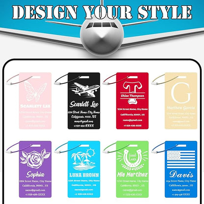 4 PCS Personalized Luggage Tags for Suitcases, Custom Aluminum Luggage Tags for Bags and Backpacks, Waterproof & Heavy Duty Personalized Metal Name Tags for Travel (Green)