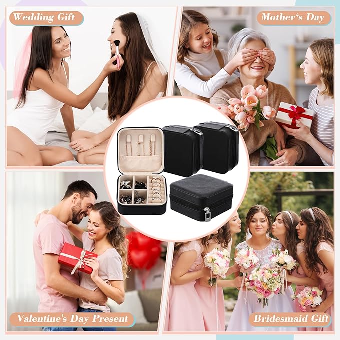 Batiyeer 50 Pcs Small Jewelry Travel Case Bulk Mini Jewelry Box Wedding Bridesmaid Proposal Return Gift for Pooja(White Pink Black)