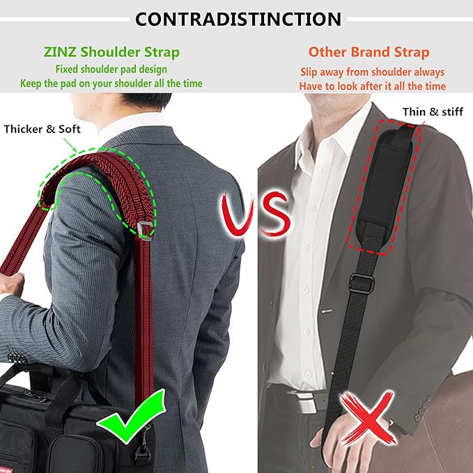 ZINZ Shoulder Strap, 57" Padded Adjustable Shoulder Bag Straps Replacement for Bags with D-Ring（TH01B02）