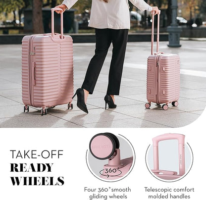 Nine West Suvi 2-Piece Smart Luggage Set (20/28), Hardshell Spinners with Cup Holder & USB Port, Expandable & Scuff-Resistant Surface Muted Lilac