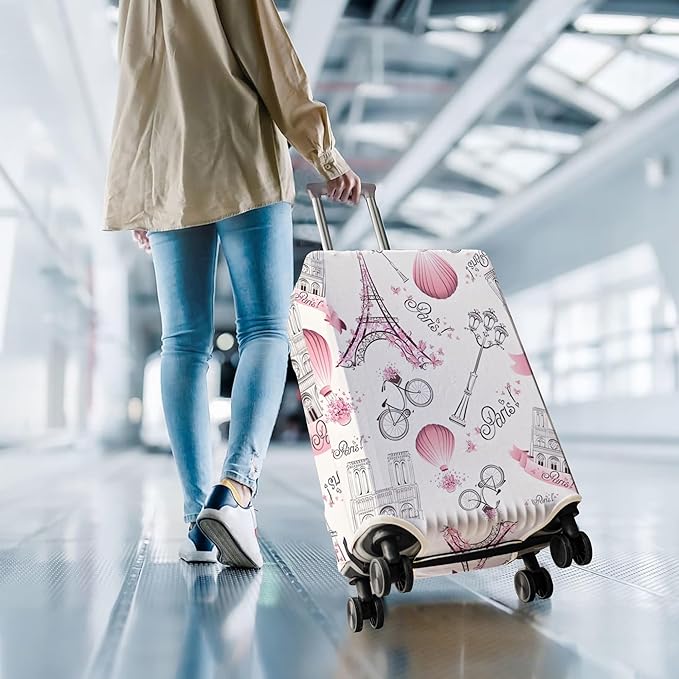 Travel Luggage Cover Suitcase Protector Fits 18-32 Inch Wheel Covers PatternedTravel Related Items Flower Luggage Protector Elastic L