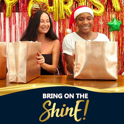 Nush Nush Set of 30 Mix Color Gift Bags In Bulk With 10 Rose Gold, 10 Silver, 10 Gold gift bags With Handles - Party Favors Bags For Small Business, Gifting Events, Christmas, Birthdays - 13Wx5Dx11H