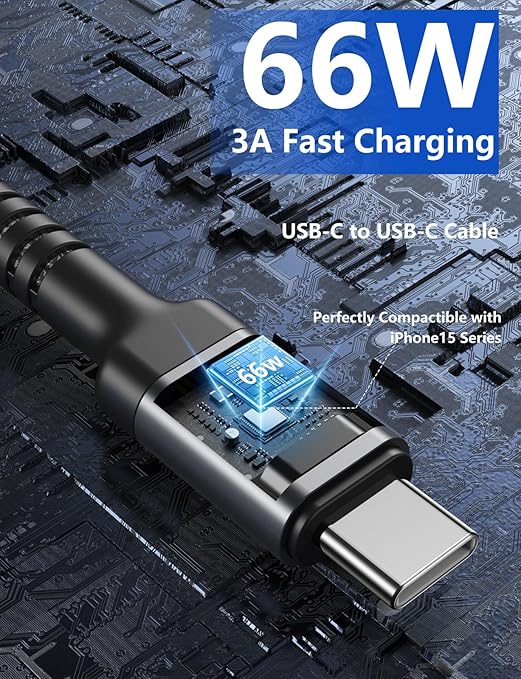 USB C to USB C Cable 6FT, USB Type C Fast Charging Cable 2Pack USB C Cable Nylon Braided USBC iPhone Charger Cord Compatible with iPhone 17/16/15/Pro Max, Sam-sung Galaxy S23, LG and More USB-C Device