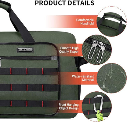 WITZMAN Foldable Duffle Bag for Travel 65L Lightweight Packable Duffel Bag with Shoes Compartment Overnight Bag for Men Women (B697 Classic Green)